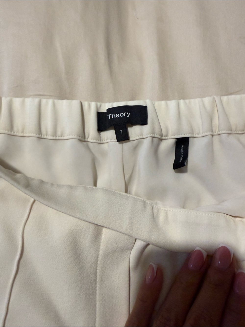 Theory Ivory Elastic-Waist Trousers